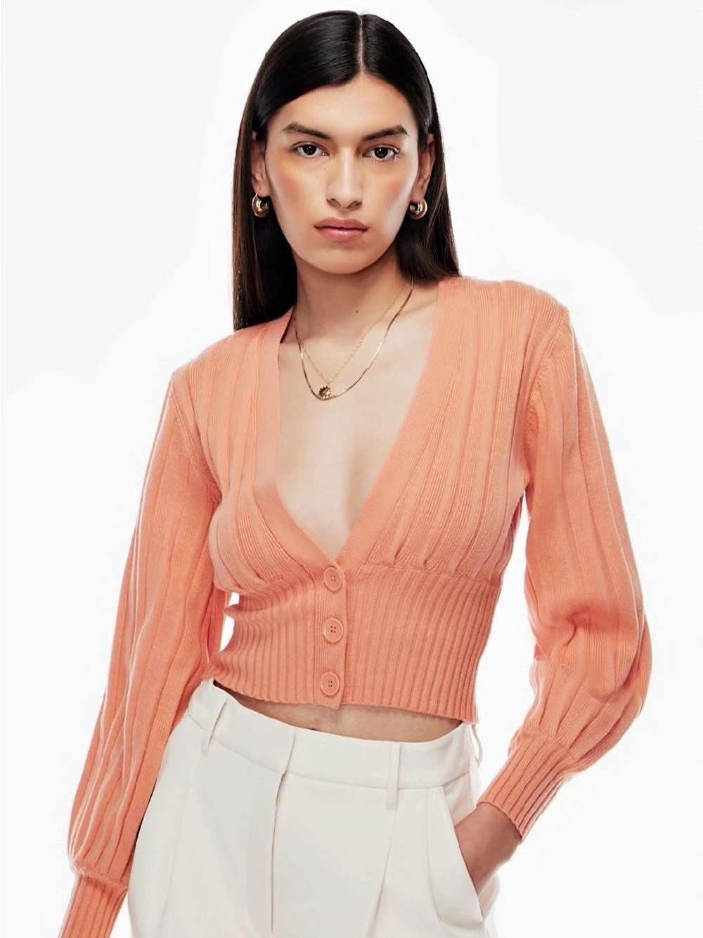 Wilfred Plunge Front Cardigan Merino Wool